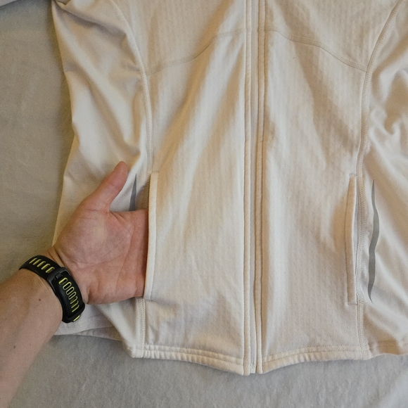 Fabletics Tech Knit Bone White Full Zip Hoodie - Picture 6 of 12